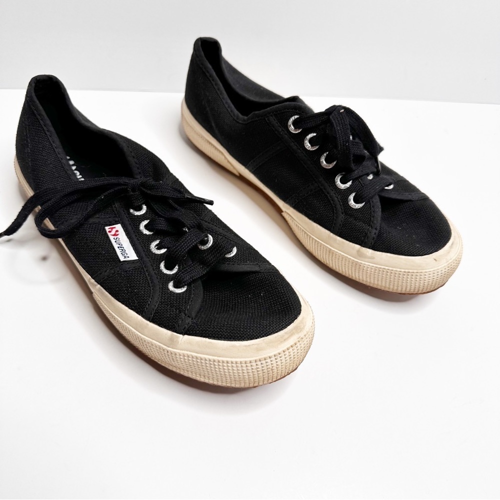 Superga Cotu Unisex Black Canvas Sneakers Size EU 38